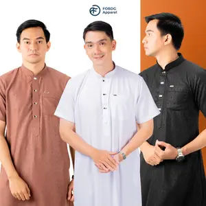 Jubah Pria Gamis Pria Jubah Pria Muslim Jubah Gamis Sengon Jubah Motif embos FOBDG Lengan Pendek Bermotif Tersedia 2 Warna Pilihan
