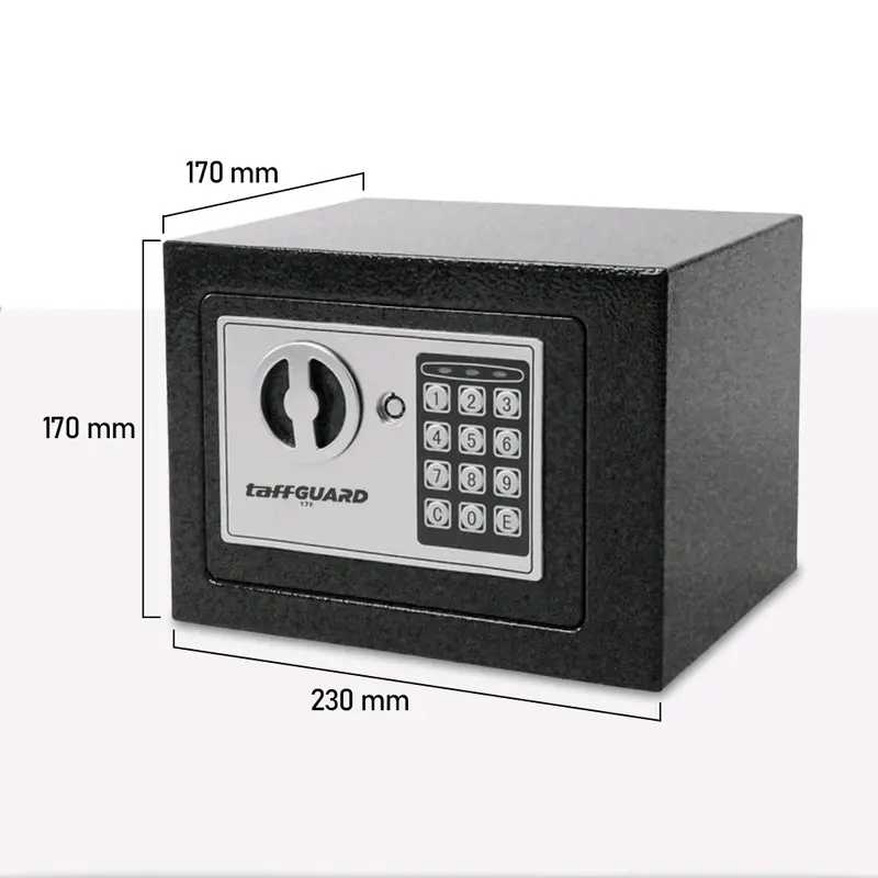 TaffGUARD Kotak Brankas Hotel Mini Password Safe Deposit Box 4.6L Brankas Elektronik 7
