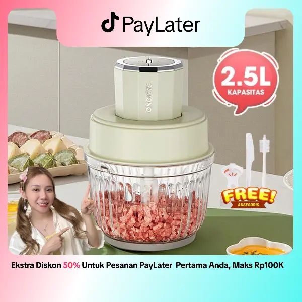 [HANYA DI CELYHOME] SAMONO 2.5 Liter Food Chopper Multifungsi Penggiling Daging Penghalus Makanan dan Bumbu Pisau Stainless Garansi 1 Tahun (SW-CG350)