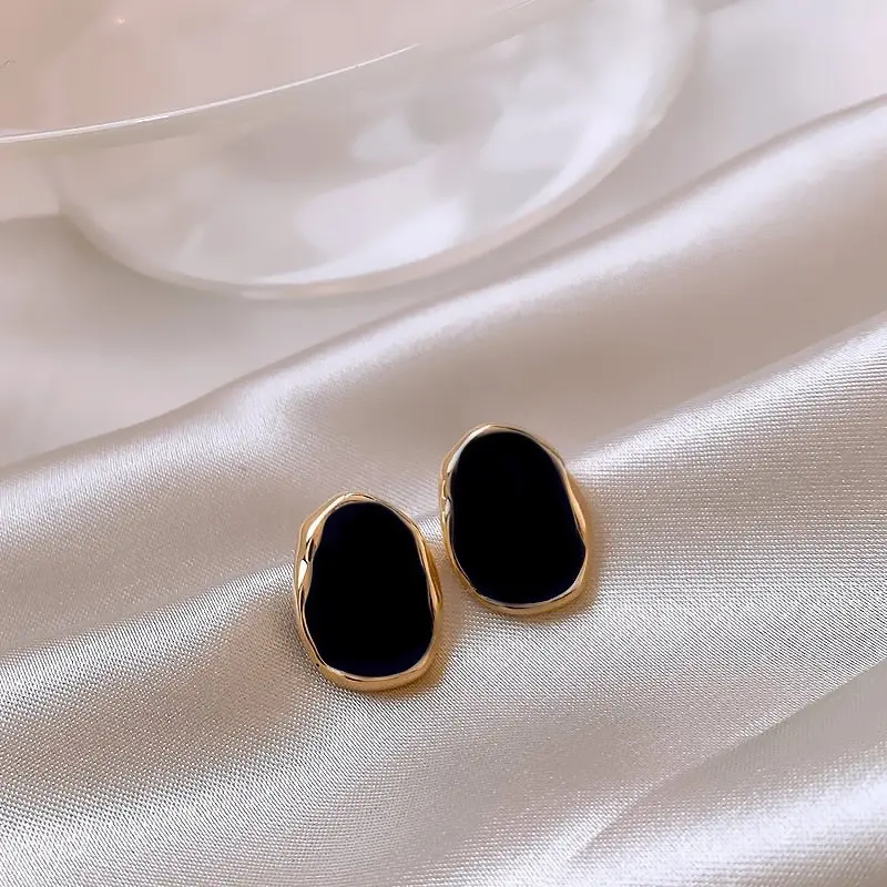 AS09 Anting Stud Fashion Earrings Luxury Beautiful Earrings Mode Circle Black Geometri Fashion Wanita Korea 2