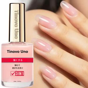 Tinovo Uno ライトピンク ネイル強化剤、速乾・アルコールフリー、弱く薄い爪向けネイルケアポリッシュ 12ml