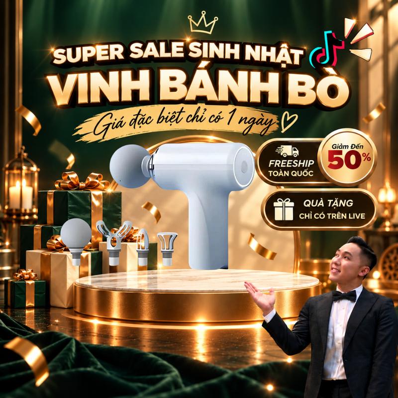 Máy Massage Cầm Tay Mini Cao Cấp Công Nghệ Cảm Biến Lực Với 4 Đầu Và 6 Chế Độ