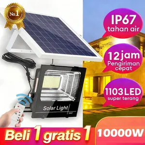 New Beli 1 gratis1 Lampu tenaga surya Peningkatan Baru Lampu solar panel 10000W Lampu sorot solar cell lampu outdoor lampu sorot solar cell Super terang 1000W 1200W 1103 LED Sorot Surya Lampu Jalan 0 Biaya listrik sepanjang tahun Kontrol Cahaya Cerdas tah