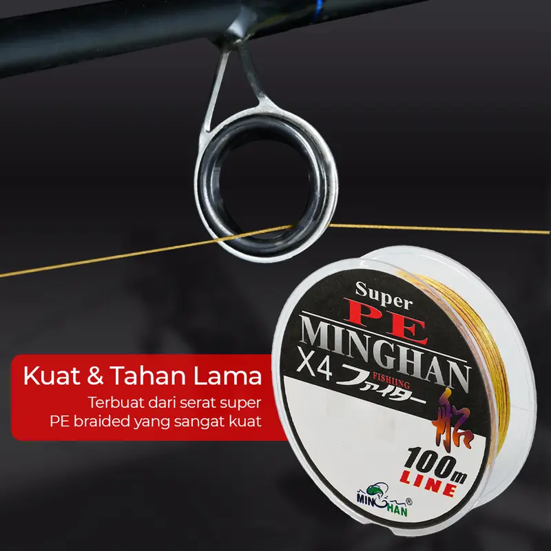 SENAR PANCING PE x4 300M MULTICOLOR Super Kuat Kecil Halus Tali Benang Anti Kusut Keriting Braided 8