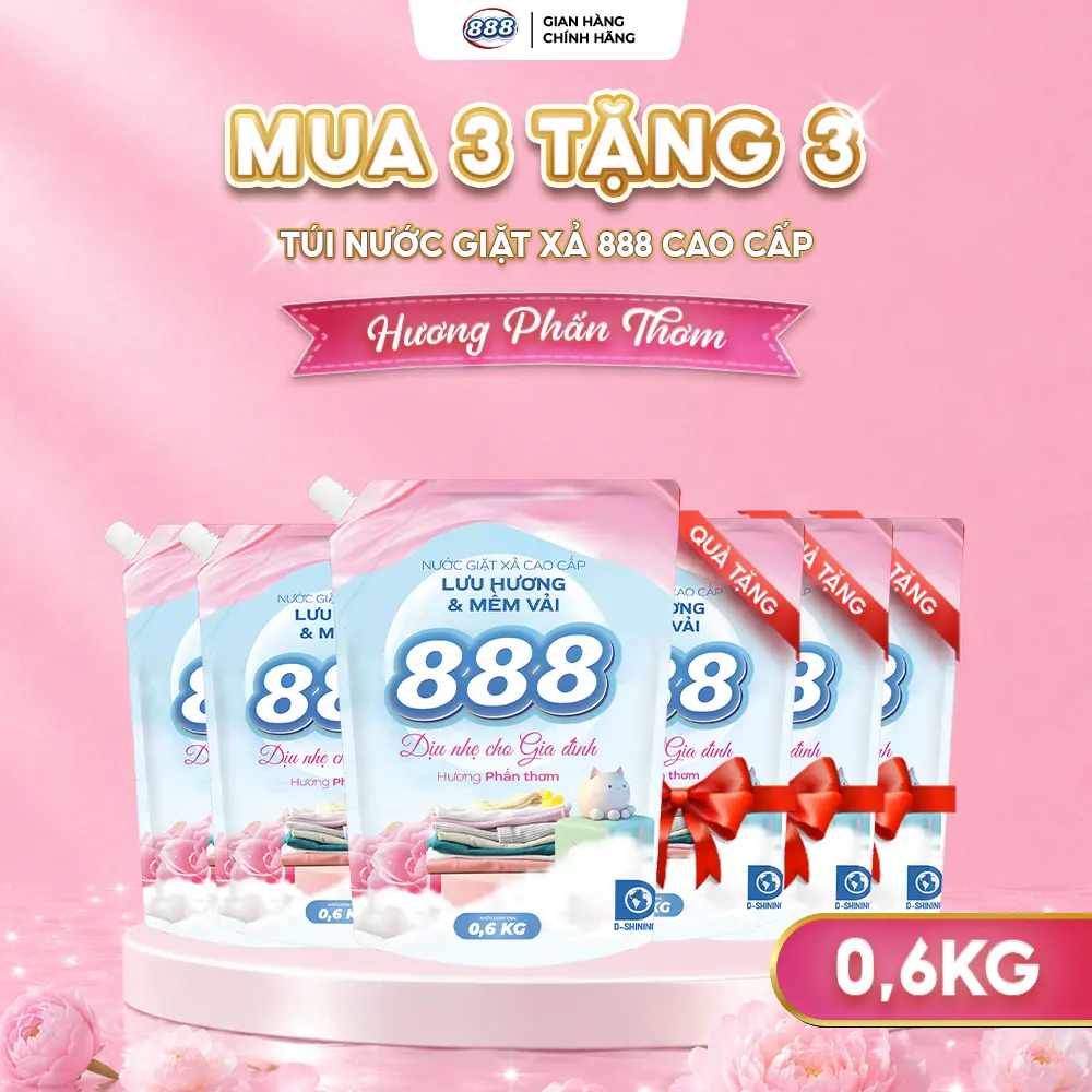 [MUA 3 TẶNG 3 TÚI 0.6 KG] - NƯỚC GIẶT XẢ 888 - Nước Giặt Xả Cao Cấp 0.6KG / Túi - 1