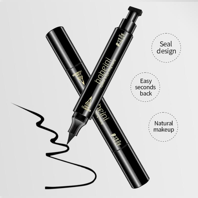 Product Introduction of 2 In 1 Double Headed Stamp Seal Eyeliner Pen Liquid Eyeliner Pencil Long Lasting Waterproof Quick Dry Natural Eye Makeup 2