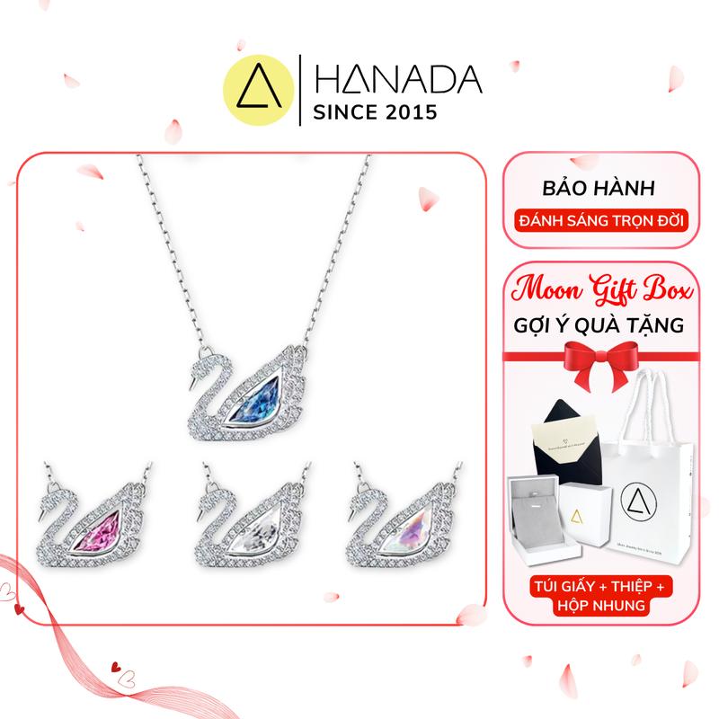 Bộ quà tặng Dây chuyền bạc 925 trang sức Hanada vòng cổ thiên nga dây chuyền nữ đá nhảy đính đá tiểu thư sang trọng tặng bạn gái 1801 I10
