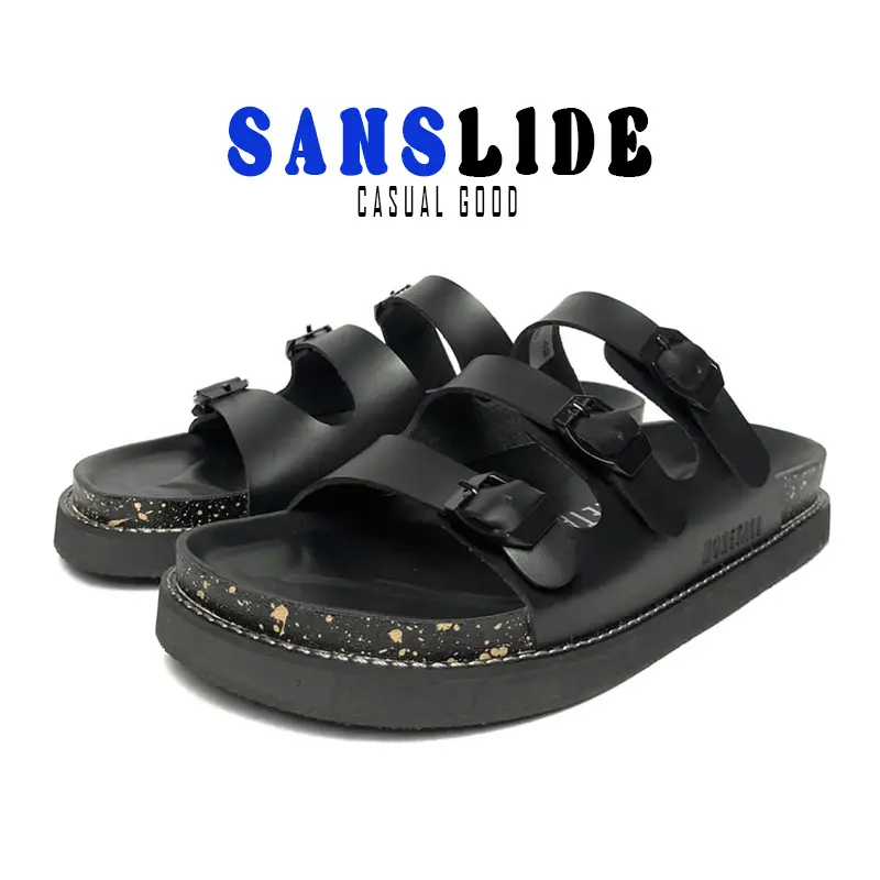 SANSLIDE SANDAL - TRIXTY SERIES KULIT KARET HITAM Pria