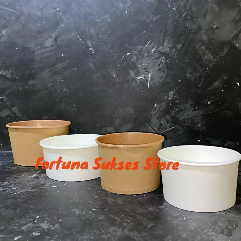 ISI 25pcs - Paper Bowl Craft 360ml 500ml 650ml 800ml - Paper Bowl Putih 360ml 500ml 650ml 800ml - Paper Bowl Polos - Paper Bowl Putih 3