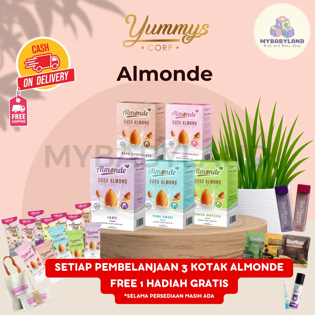 ALMONDE PREMIUM ALMOND Susu Almond Milk Yummys | Asi Booster | Untuk Program Hamil Hingga Usia Kehamilan 6 bulan | Kandungan Asam Folat | Almond Premium Bayi Ibu