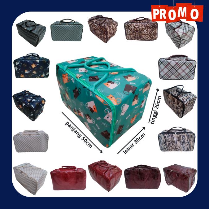 Travel Bag Tas Pakaian Tas Mudik Motif Ukuran Jumbo 50cm Pria Wanita - Kelinci Navy 3