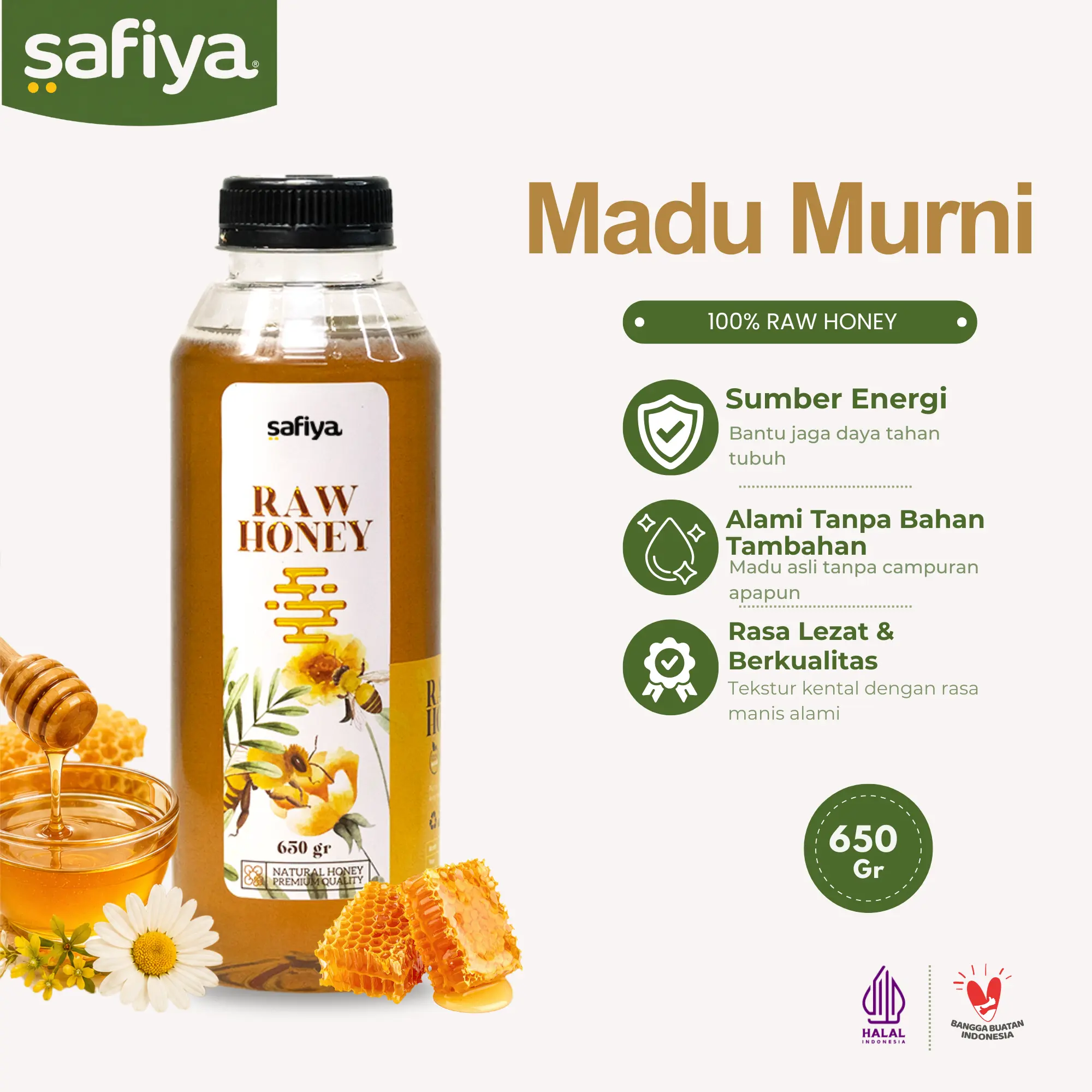 Safiya Madu Murni Asli 650 Gram Raw Honey Kualitas Premium