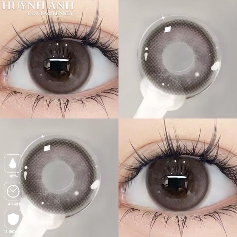 Lens Mắt Kính Áp Tròng nâu hoa hồng ánh tím basque brown Dia 14.2mm Gdia 13.6mm Giá 1 Đôi + Kèm Khay Dụng Cụ