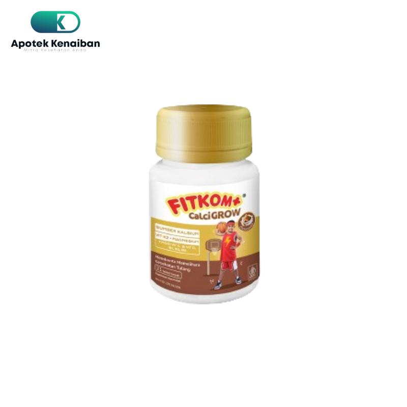 Fitkom Calcigrow Tablet Hisap Rasa COklat - Suplemen Pertumbuhan Tinggi Badan Anak 1
