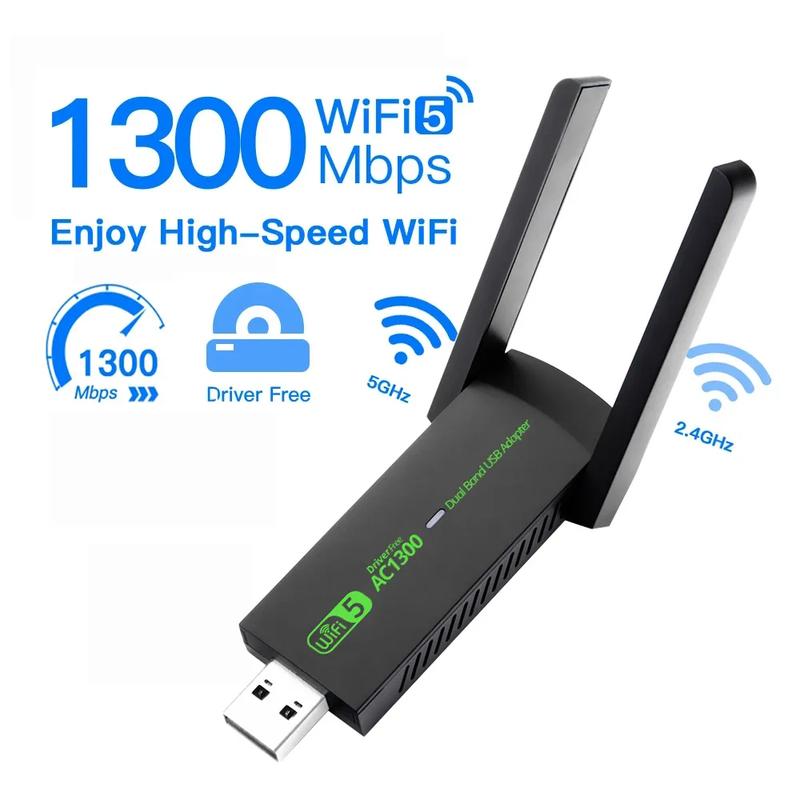 1300Mbps Wifi USB Network Card WiFi 5 AC1300 USB Wifi Adapter Dual Band 2.4G 5G Wireless Dongle Receiver RTL8812 Antenna 0