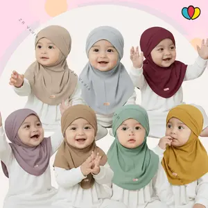 Jilbab bayi instant jersey tali malay ukuran 6-36 bulan