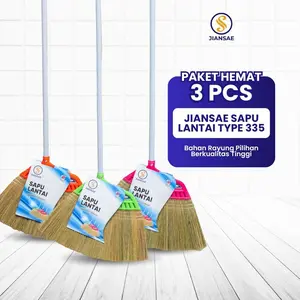 Jiansae Sapu Lantai Ijuk Anti Rontok Rumah Premium Type 335 Isi 3 Pcs sapu  rayung
