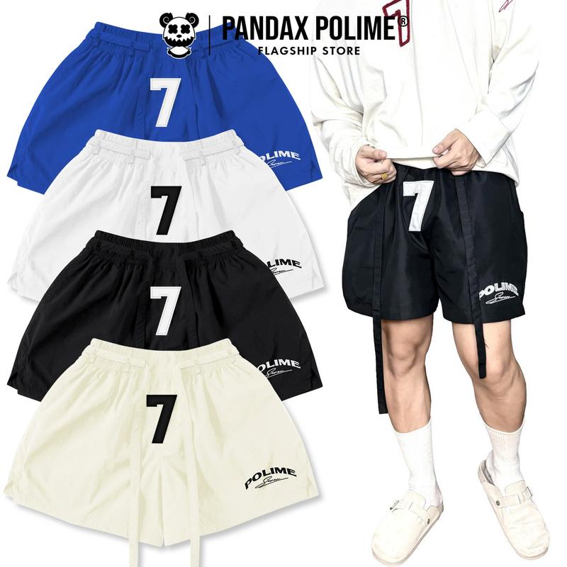 Quần short dù thêu 2 lớp local brand quần đùi ngố lửng form rộng trên gối có lót lưới cặp đôi đi biển nam nữ unisex px pandax polime Menswear