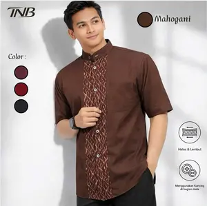 TNB - Baju Koko Premium Terbaru 2026 - Katun Toyobo Kombinasi Embos Premium - Lengan Pendek - Mahogany & Burgundy - New Series - COD & Gratis Ongkir