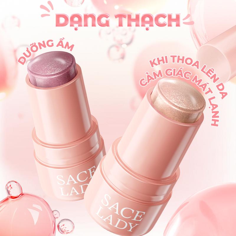 [Mua 1 tặng 1]son tint bóng + Bắt sáng dạng thỏi SACE LADY Dầu Dưỡng Môi Có Màu, Lâu Trôi,  Được Hoàn Thiện Với Kem Nền Dạng Thạch Làm Mát, Dán Trang Điểm Bắt Sáng 7