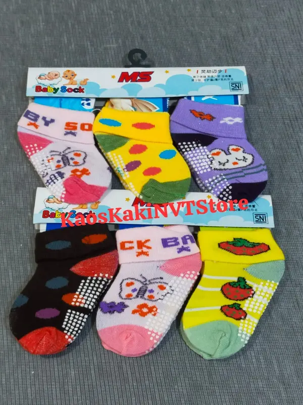 kaos kaki baby isi 3 antislip lipat cewe cowo 4