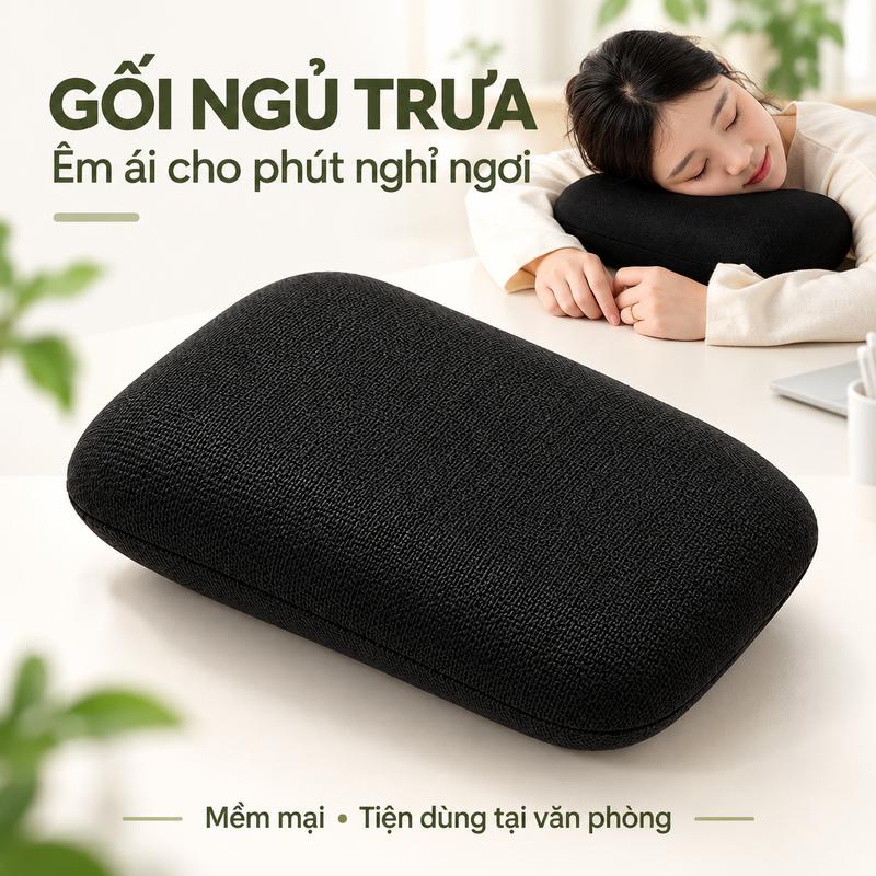 Gối Ngủ Trưa Văn Phòng Memory Foam Mềm Êm, Gối Kê Đầu Kê Tay Tựa Lưng Đa Năng, Vỏ Tháo Rời Dễ Vệ Sinh