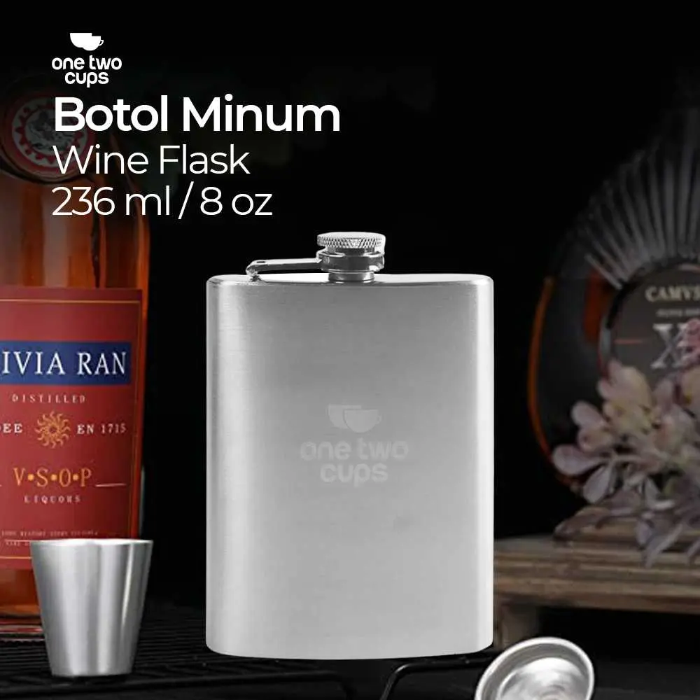Botol Minum Wine Bir Flask Hip Square Shape Stainless Steel 8oz