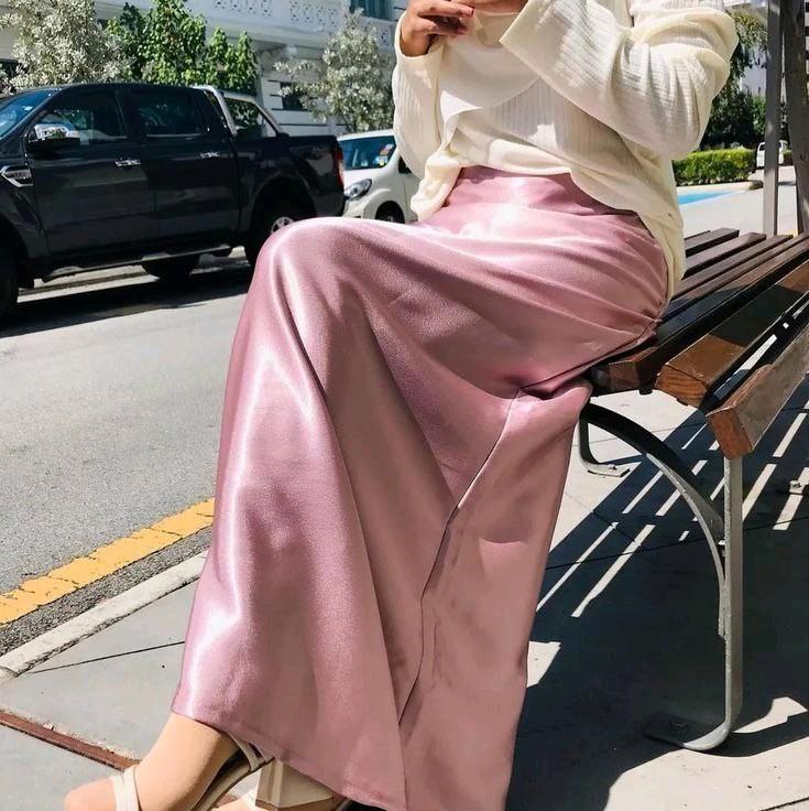 Rok Panjang Basic Satin A Line Saten Skirt 2