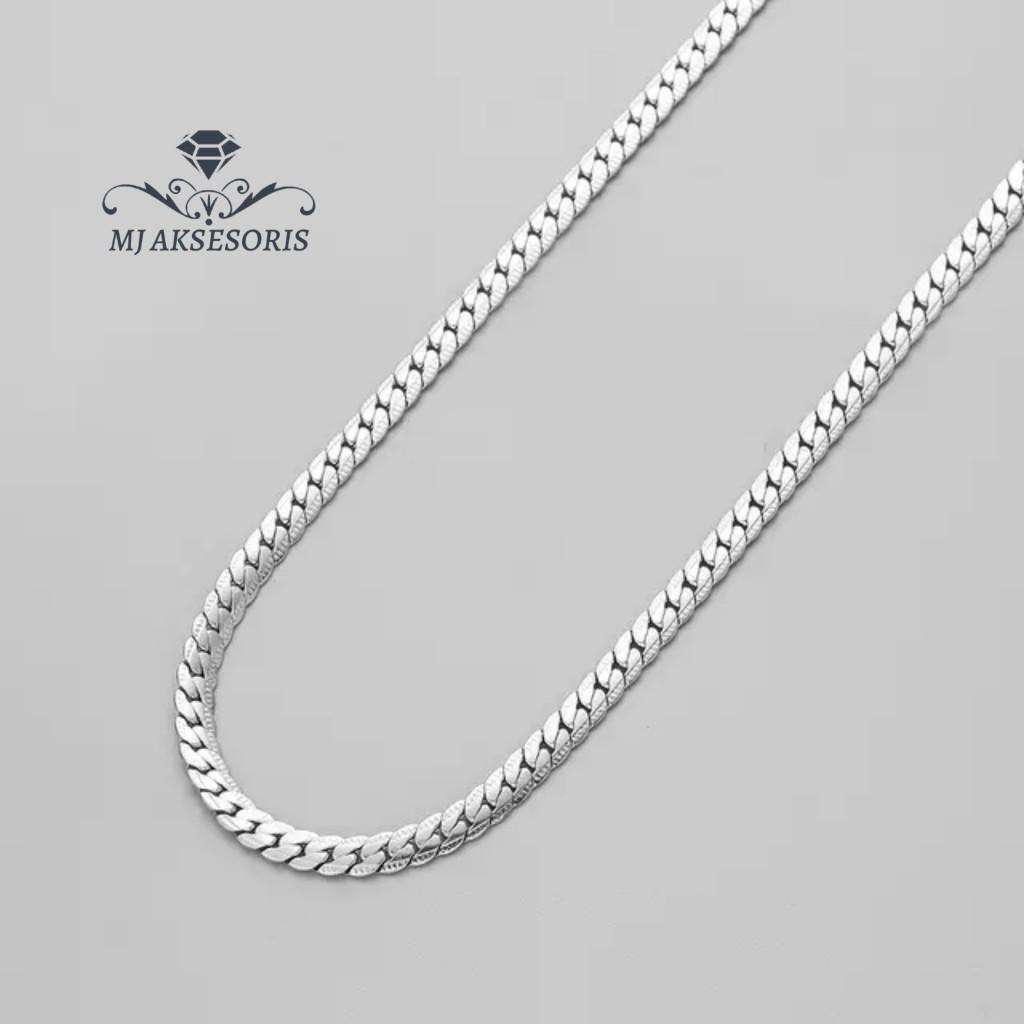 Kalung Sisik Naga Titanium Silver Stainless Anti Karat