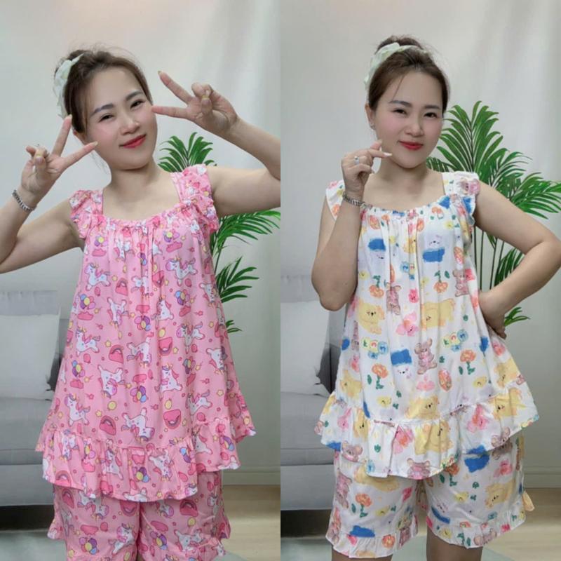 TL259- Set đồ nữ, đồ bộ nữ mặc nhà, quần đùi áo dây bản cánh tiên, tole lanh 2 da mềm mịn mát do  boxinh Women Nhung