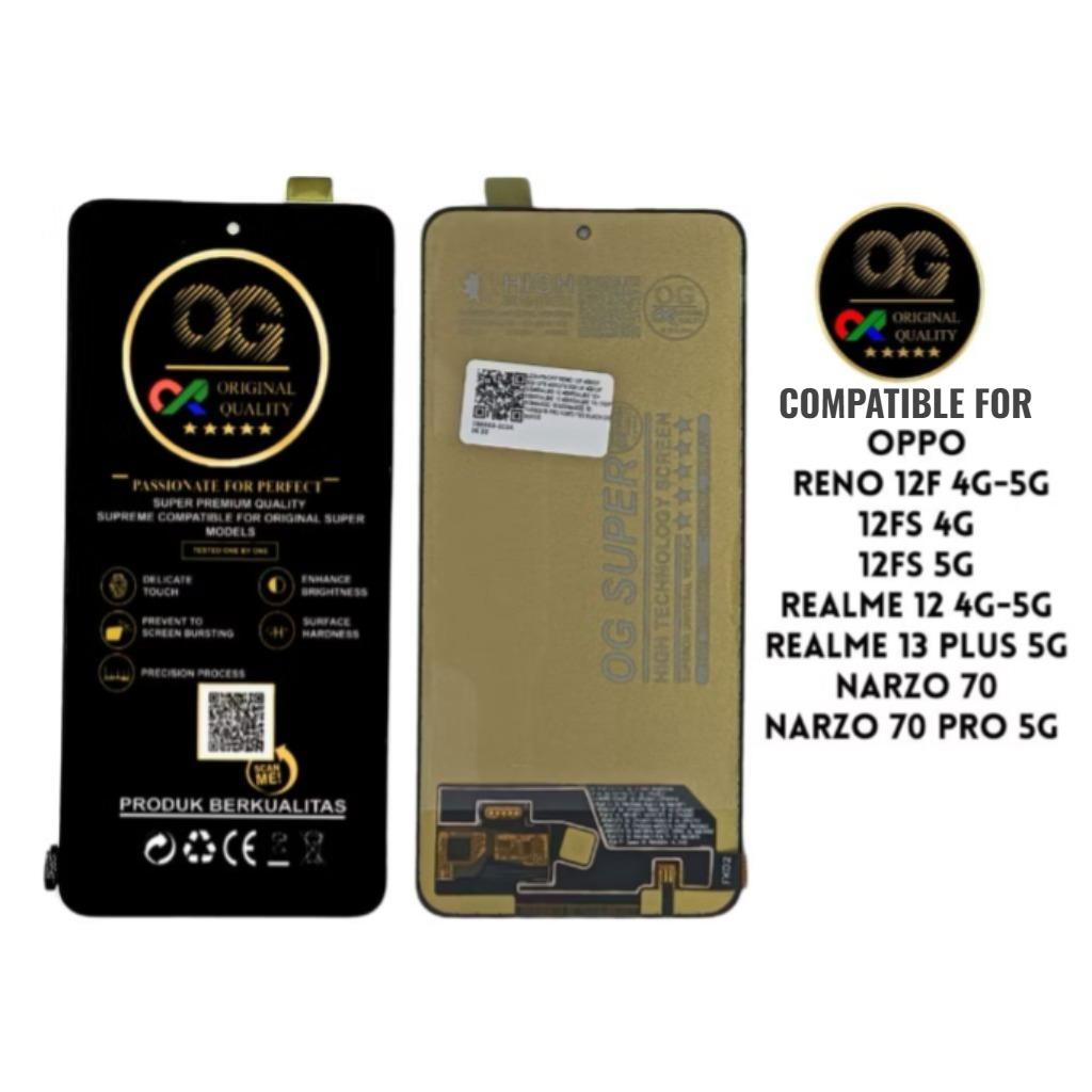 LCD TOUCHSCREEN COMPATIBLE FOR OPPO RENO 12F 4G / 12F 5G / 12FS 4G / 12FS 5G / 13F 4G /  13F 5G / REALME 12 4G / REALME 12+ 5G / REALME 13 4G / REALME 13+ 5G / P1 5G / NARZO 70 5G / NARZO 70 TURBO / 70 PRO 5G / F27 5G FULLSET ORIGINAL OG SUPER