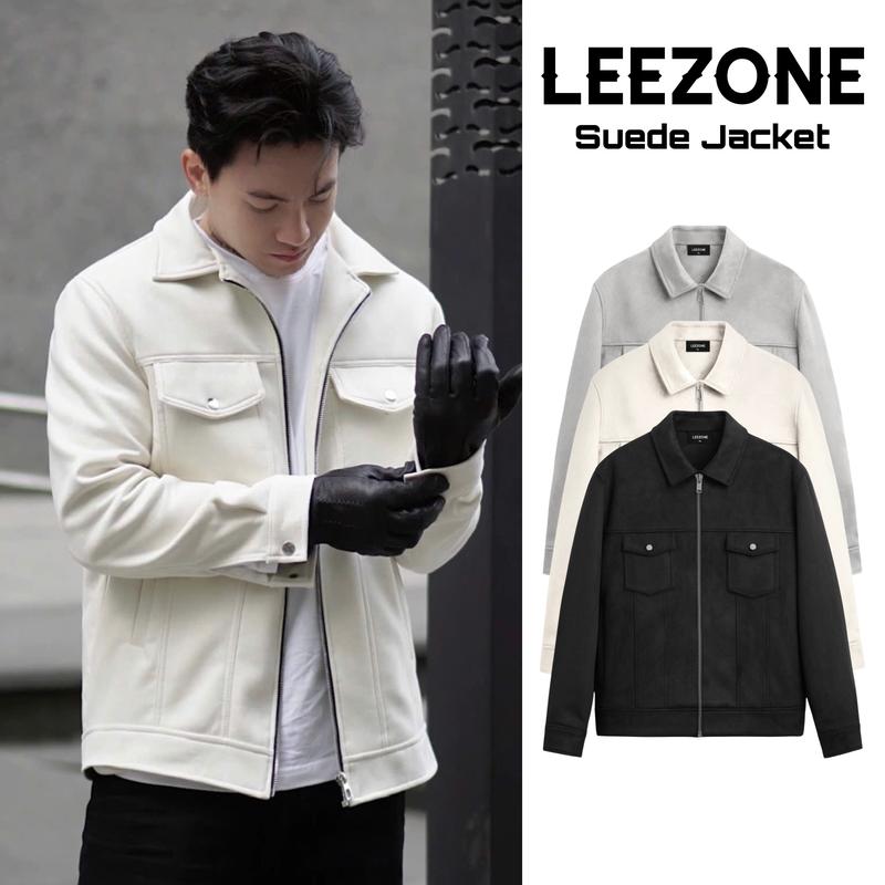 Áo khoác Da lộn nam LeeZone cao cấp | Da lộn Túi ngực Khoá kéo