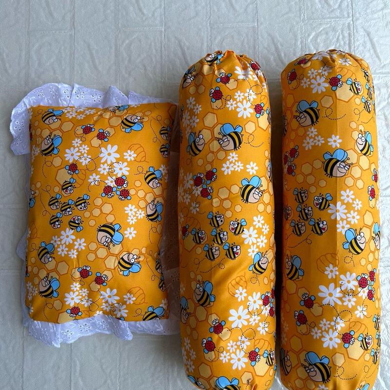 Set Bantal dan Guling Jumbo Katun Bayi dengan Corak Lucu - Empuk dan Aman untuk Tidur 4