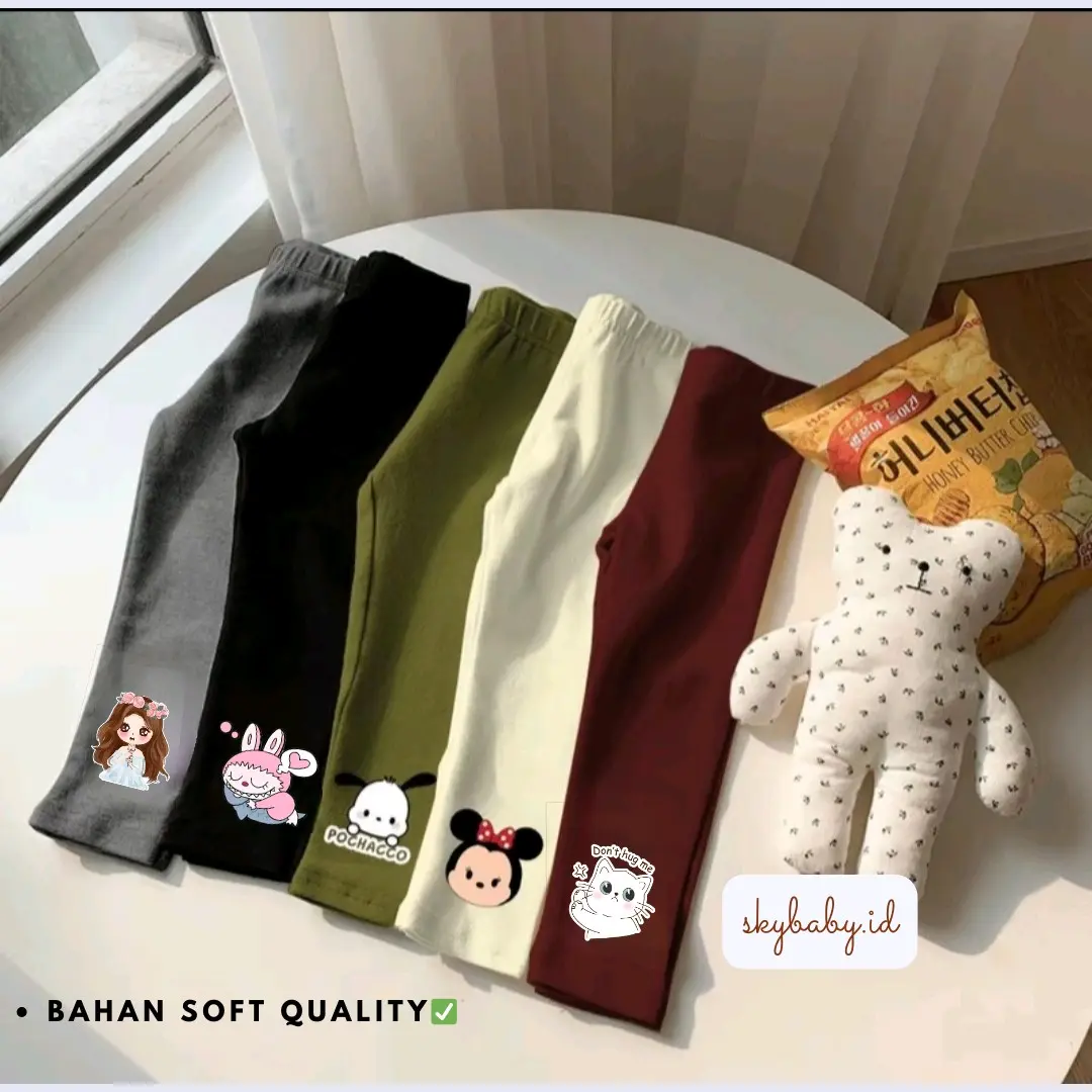 (PAKET 5 PCS) Legging Karakter Cantik Usia 0-10 Tahun Bahan Adem Soft Quality - Cantik dan Fashion