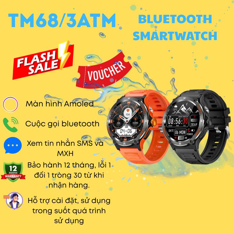  Đồng Hồ Thông Minh TM68 Kháng Nước 3ATM Sử Dụng Bluetooth 
