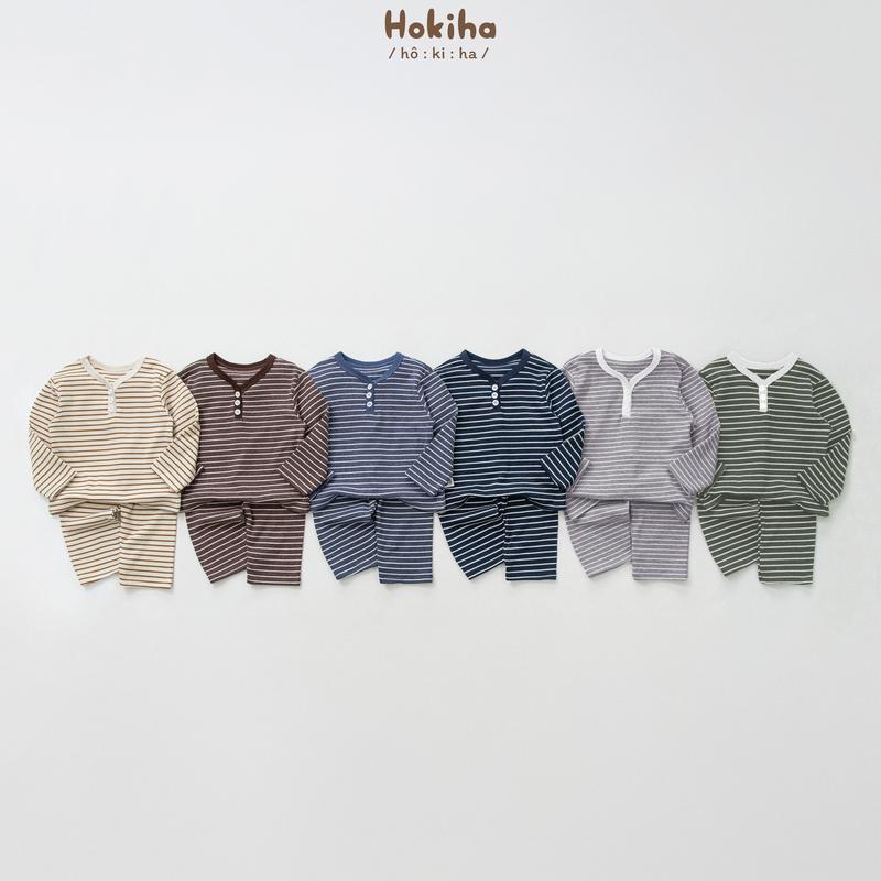 [Hokiha] B220-Bộ quần áo dài tay lót lông mỏng cổ chữ V phối cúc cho bé trai bé gái mềm mịn, co giãn size từ 8-17kg