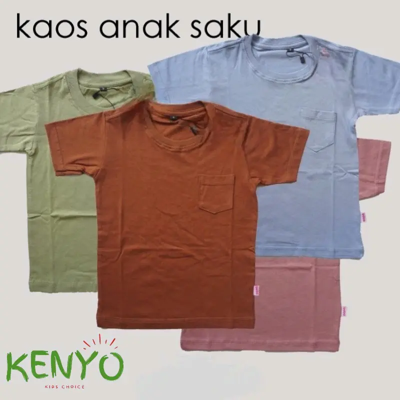 Kaos Polos Saku Kenyo Anak Laki-laki Perempuan 1-7 Tahun - Bahan 100% Cotton Combed 30s