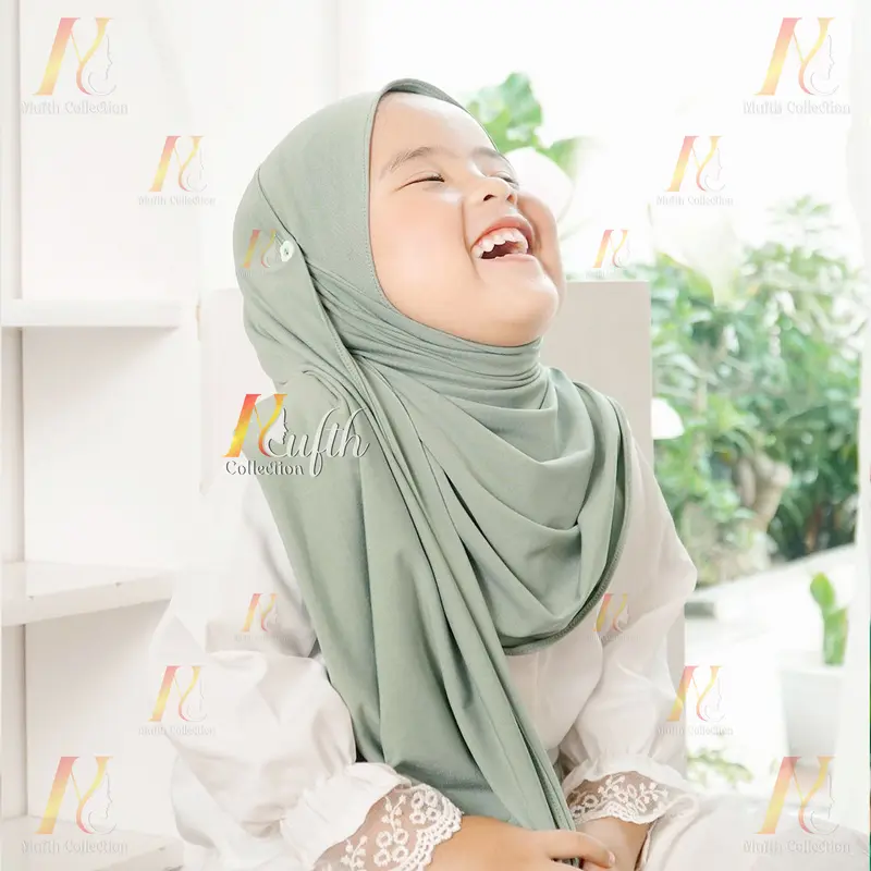 Pashmina Instan Anak Kancing Jersey Umur 4 - 7 Tahun Muslim Variasi 2