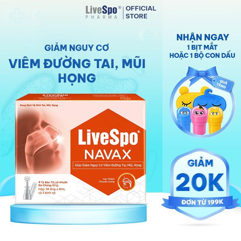 [Voucher độc quyền] LiveSpo Navax chuyên dụng dạng xịt/nhỏ mũi : probiotics thế hệ mới cho người viêm đường hô hấp - 10 ống x 4ml (Với bình xịt riêng) nước muối sinh lý