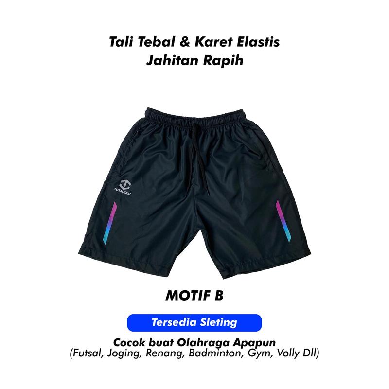 Celana Pendek Olahraga Parasut celana running lari Strict Saku Resleting Running Jogging Gym Sport 3