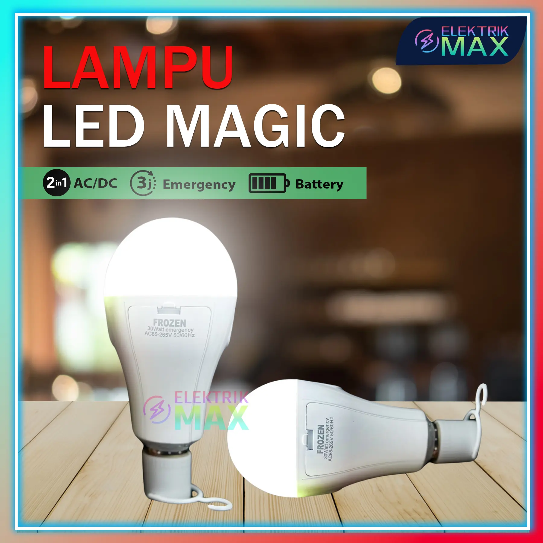 [MAX] Lampu LED Emergency 10W/15W/20W/30W / Lampu Magic Bohlam Abulb 10W/15W/20W/30W / Lampu Pasar Malam