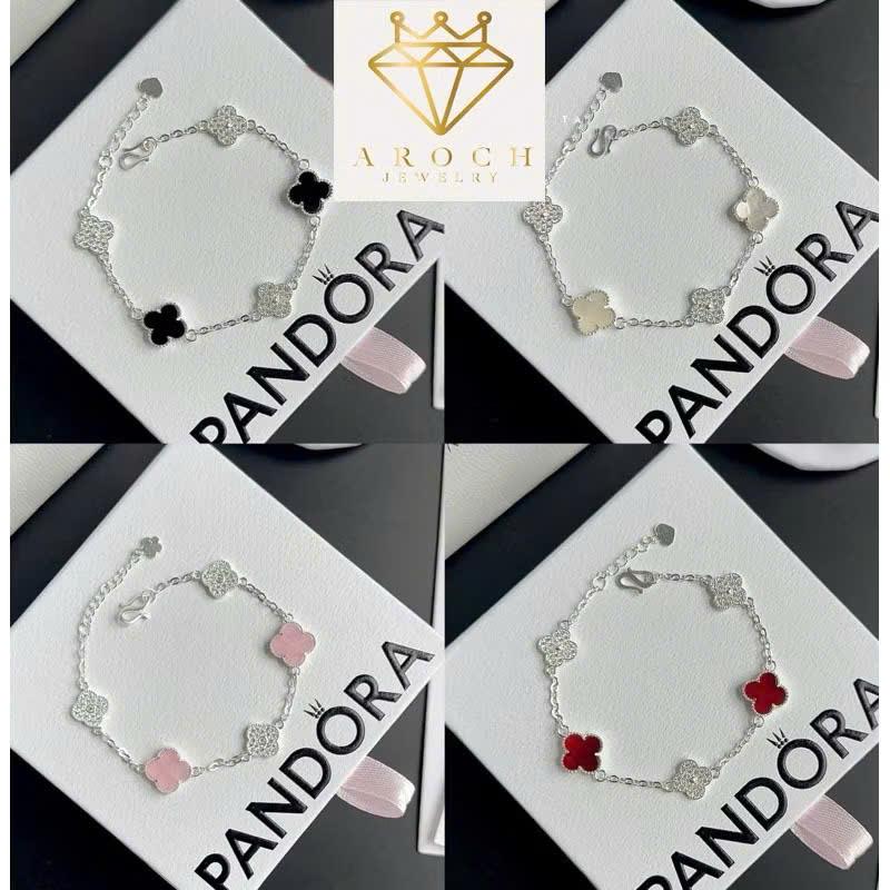 Lắc tay bạc 925 AROCH JEWELRY cỏ 4 lá đá 8mm HD08