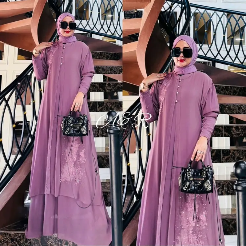 READY REALPICT COD NILAM SET AUTER NON HIJAB Gamis Dress Wanita Dewasa 7