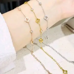 A7F - GELANG TANGAN Bunga Permata Titanium Wanita Gelang Simple Cewek Elegant Kekinian Terbaru Anti Karat dan Luntur Bracelets