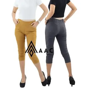 AAC Celana Chino Pendek Wanita Elizabeth Pants 7/8 Bahan Soft Jeans Elastis Nyaman Casual Stretch Cewek Hitam & Polos Trendy Modern Desain 7/8 Pola Polos