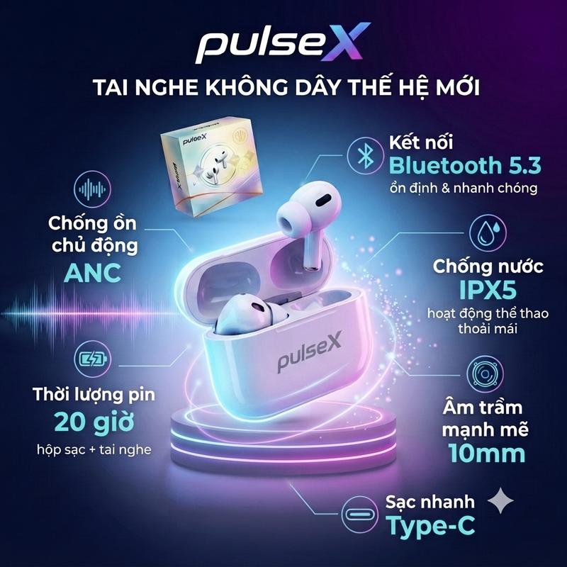 Tai Nghe Bluetooth EPX01 | Bản Nâng Cấp Chống Ồn Tốt | Bass Mạnh | TZO
