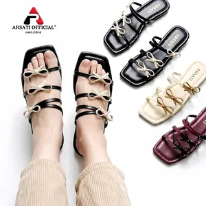 Arsati Syifa Series - Sandal Coquette Wanita Flat Pita Empuk Sendal Cewek Korea Kekinian Terbaru