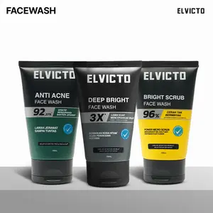 [NON SLS] ELVICTO FACE WASH 100gr | Face Wash Pria Sabun Cuci Muka Brightening Deep Clean 5 in 1 Charcoal Face Wash Oil Control Cleanser Pria Cooling Sensation Face Wash Brightening Face Wash Whitening Sabun Wajah BPOM