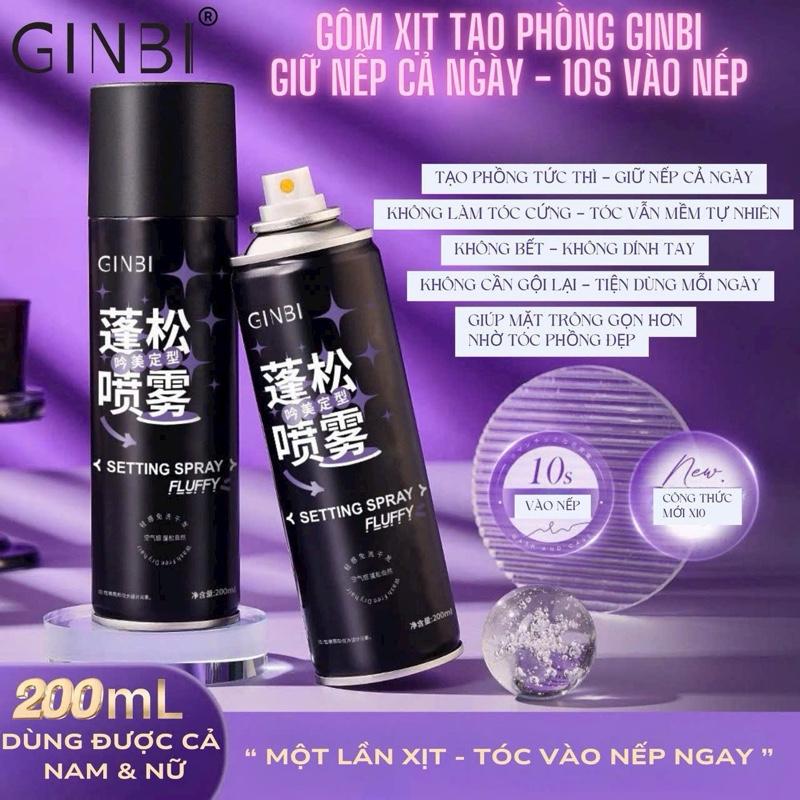  Gôm Xịt Tóc GINBI 200ml - Gôm Mềm Tạo Phồng & Giữ Nếp Nhẹ Nhàng cho Mái Tóc Bồng Bềnh Tự Nhiên 