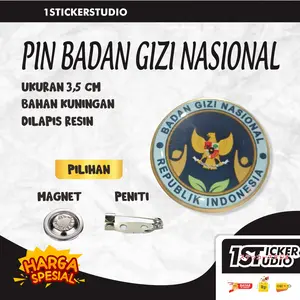 PIN BGN Bros Badan Gizi Nasional Kuningan Resin Peniti Magnet Ukuran 3,5 cm